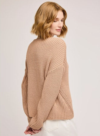 Spencer V-Neck Pullover Sweater - Tan