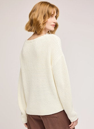 Spencer V-Neck Pullover Sweater - Cream