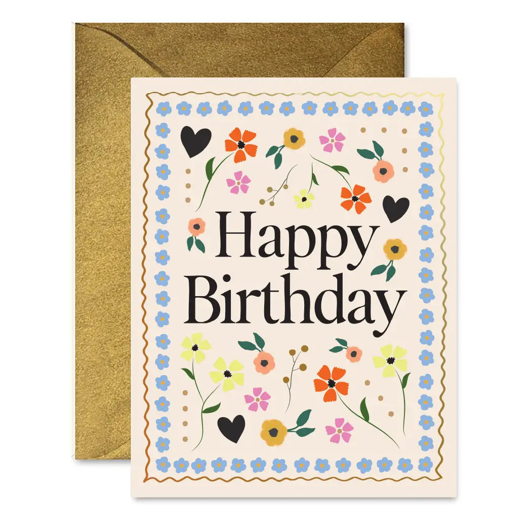 Mosaic Floral Birthday Greeting Card