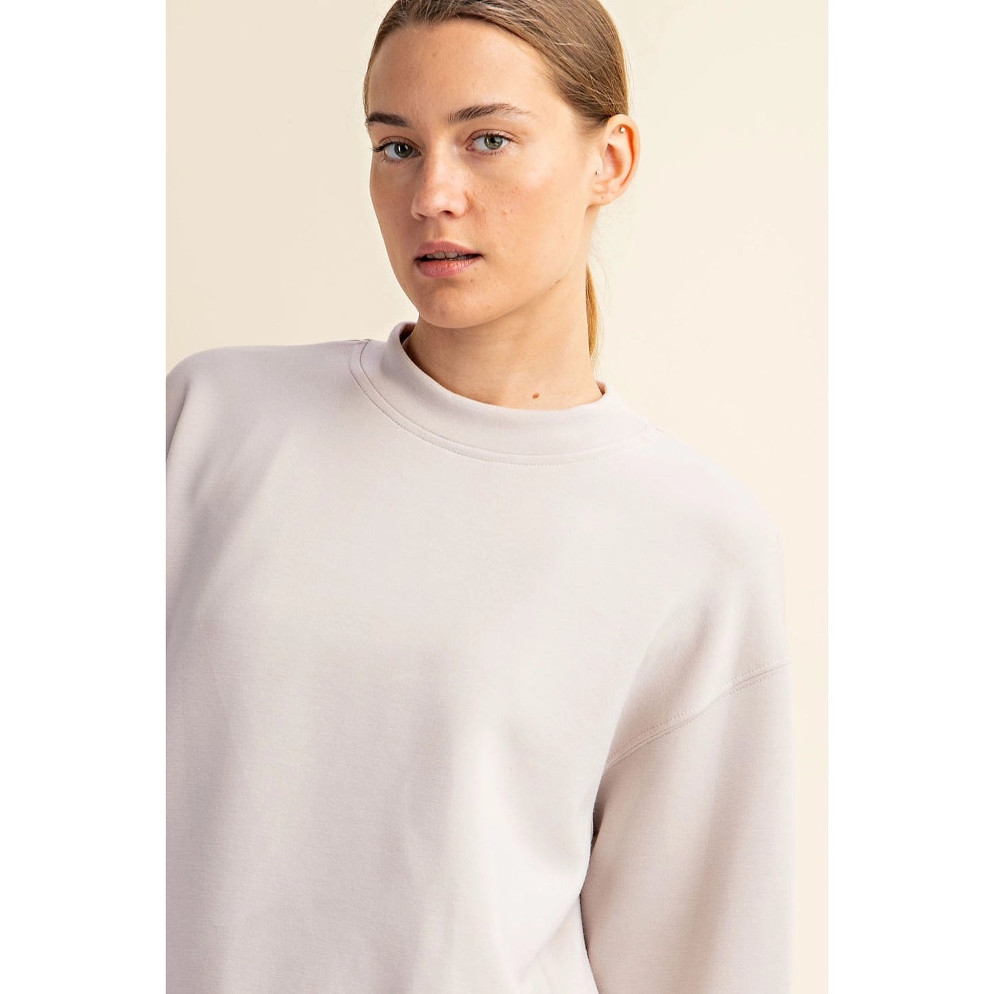 Crew Neck Sweatshirt - Mocha Cream