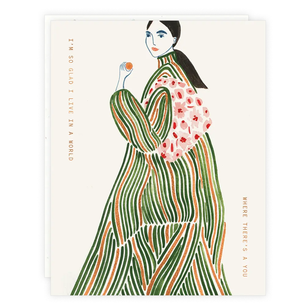 Green Coat Lady Greeting Card