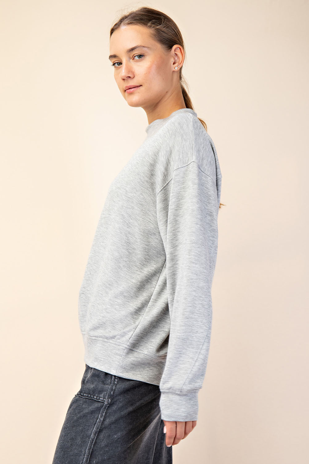 Crew Neck Sweatshirt - Heather Grey