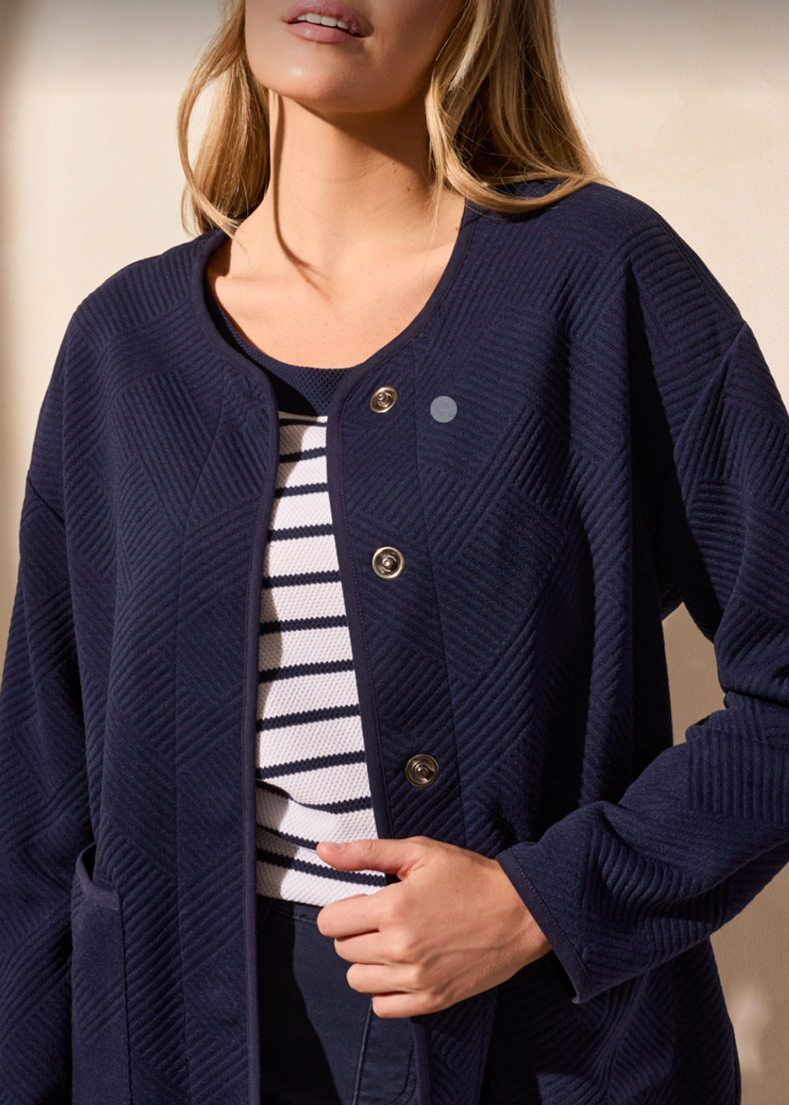 Long Sleeve Cardigan with Pockets - Jet Blue