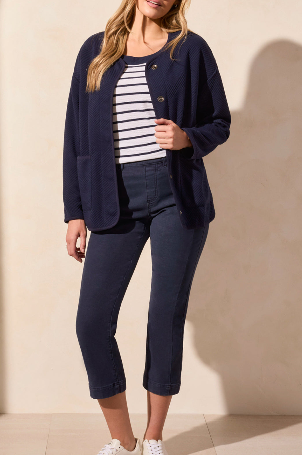 Long Sleeve Cardigan with Pockets - Jet Blue