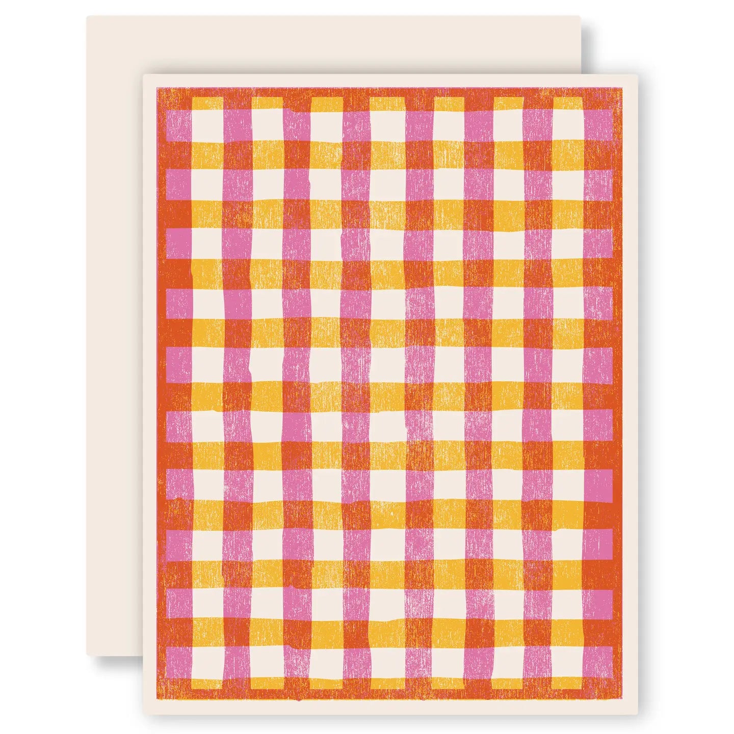 Woodcut Gingham Greeting Card