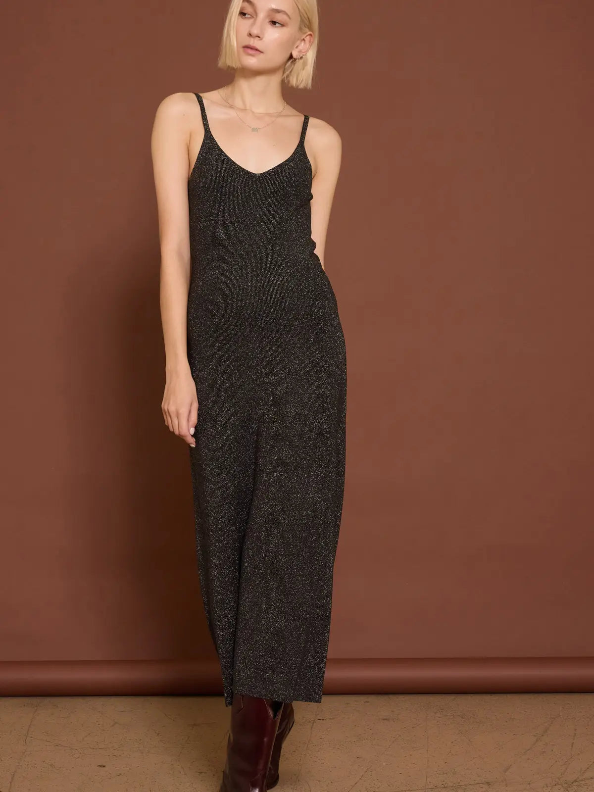 Metallic Cami Dress - Black