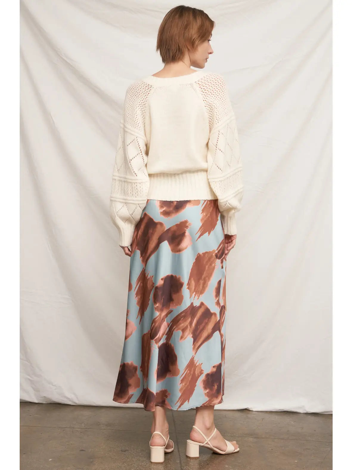 Floral Print Maxi Skirt - Blue/Brown