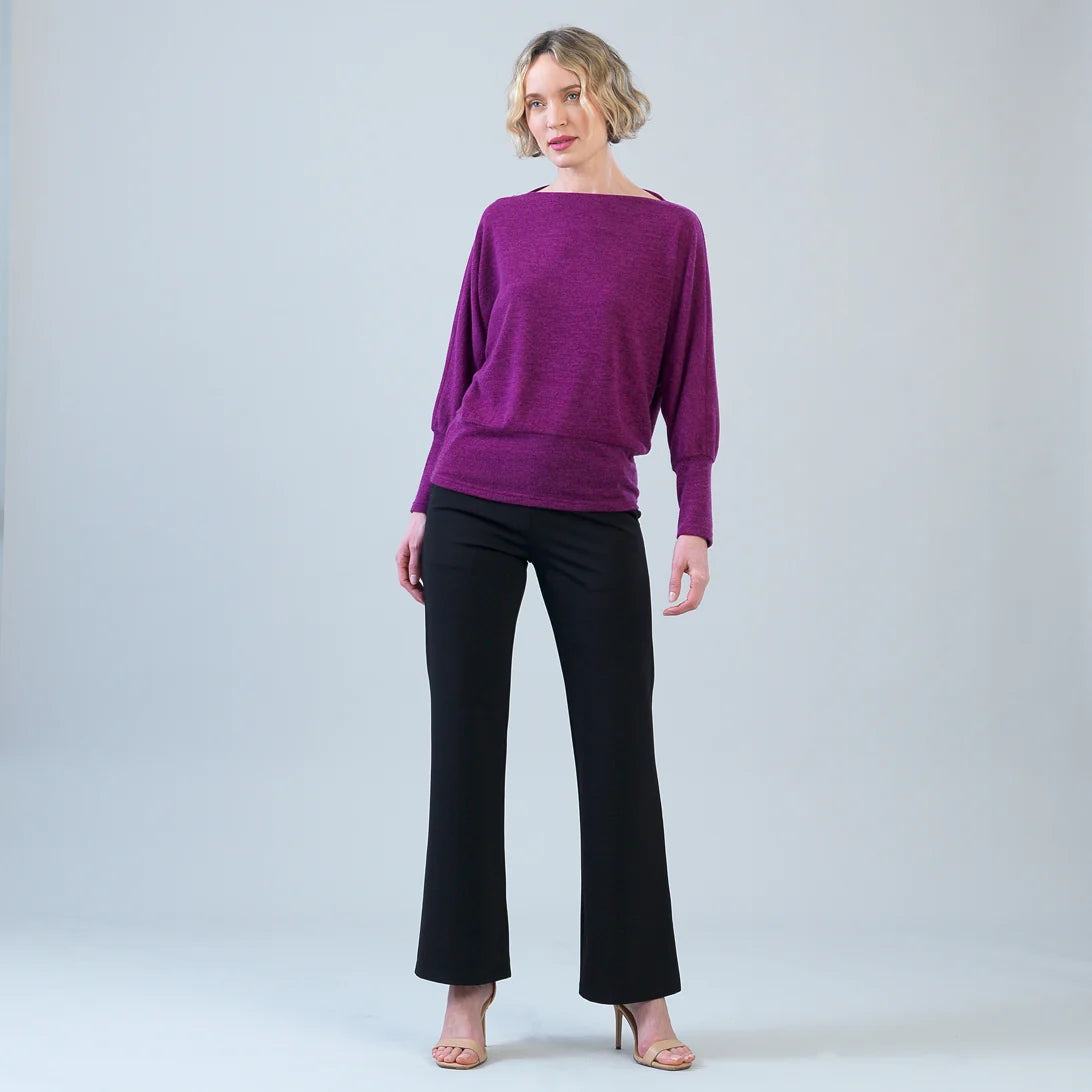 Boat Neck Blouson Sweater - Magenta