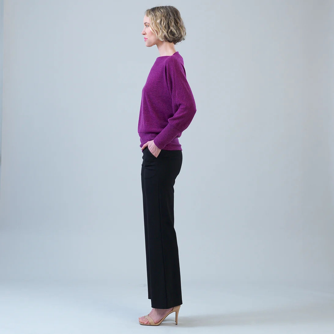 Boat Neck Blouson Sweater - Magenta