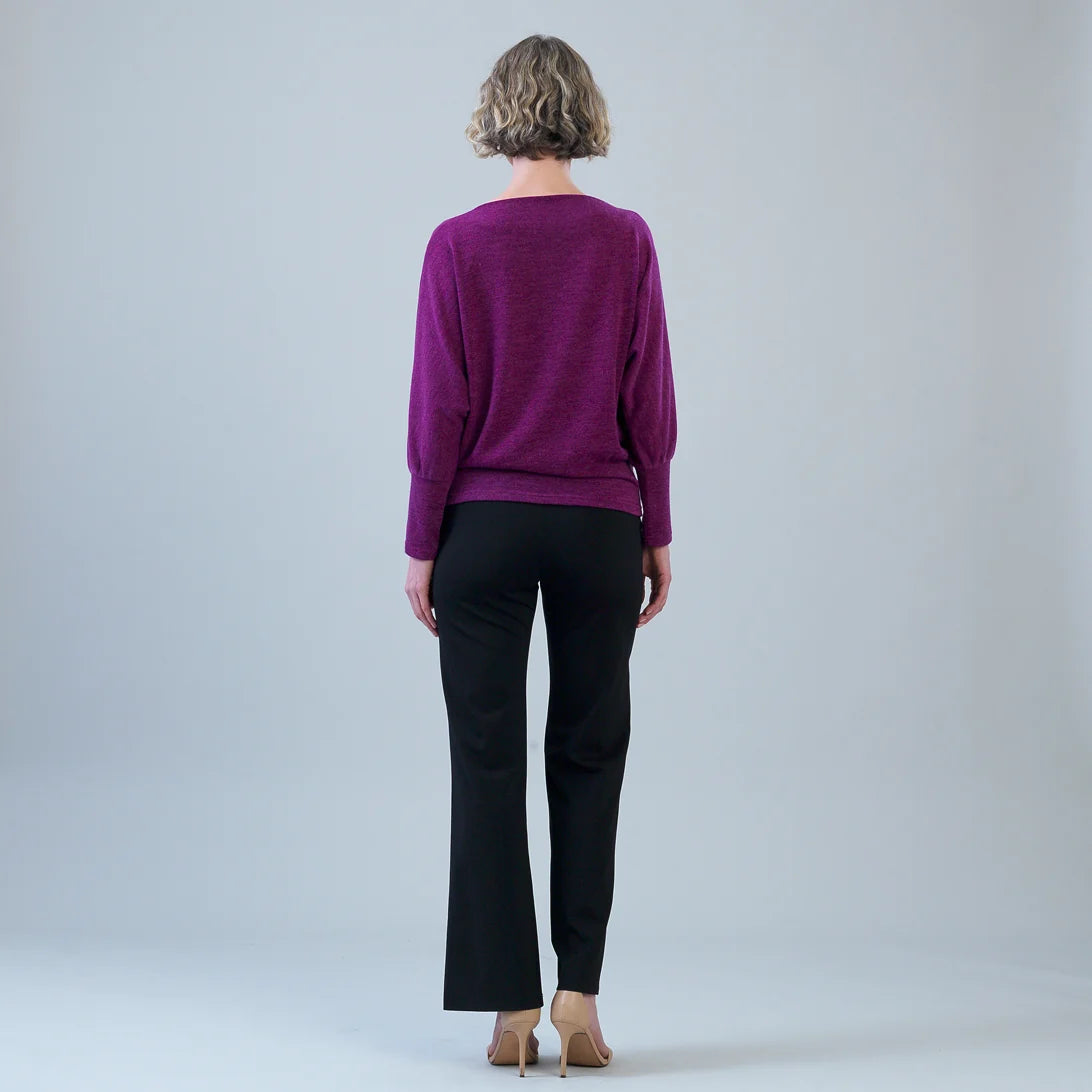 Boat Neck Blouson Sweater - Magenta