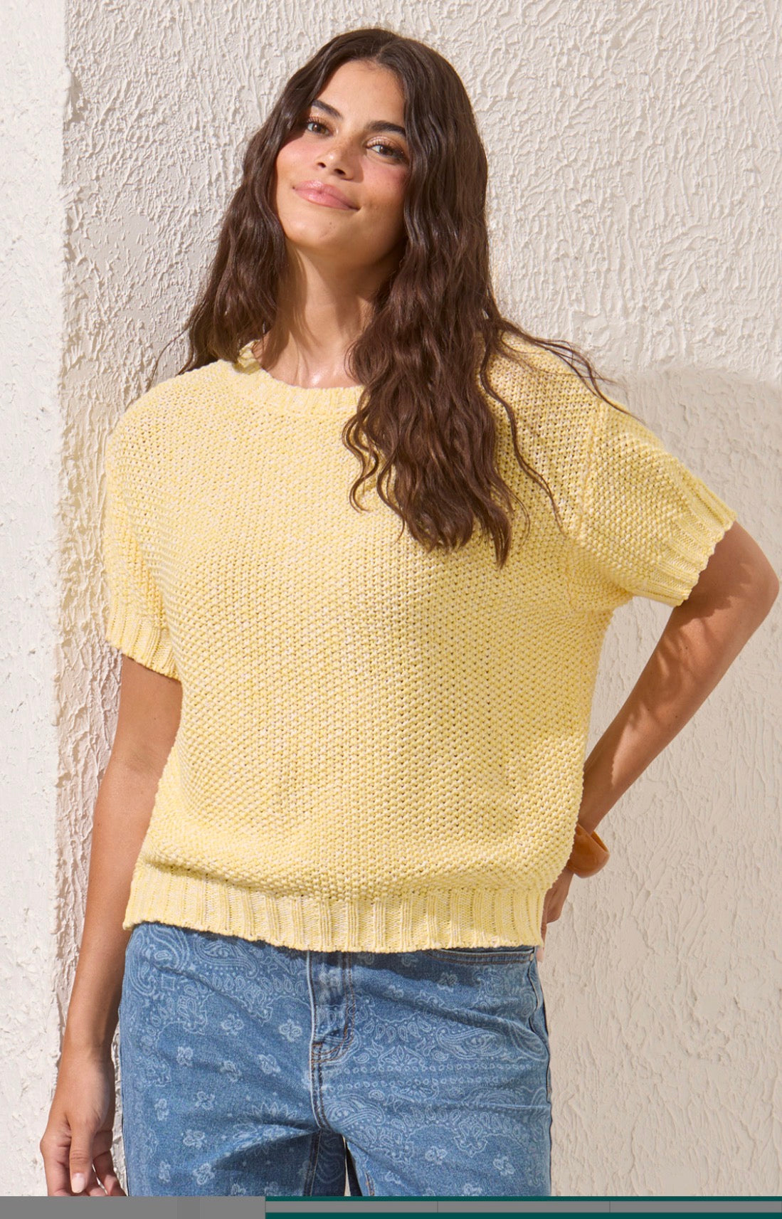 Short Sleeve Sweater - Banana