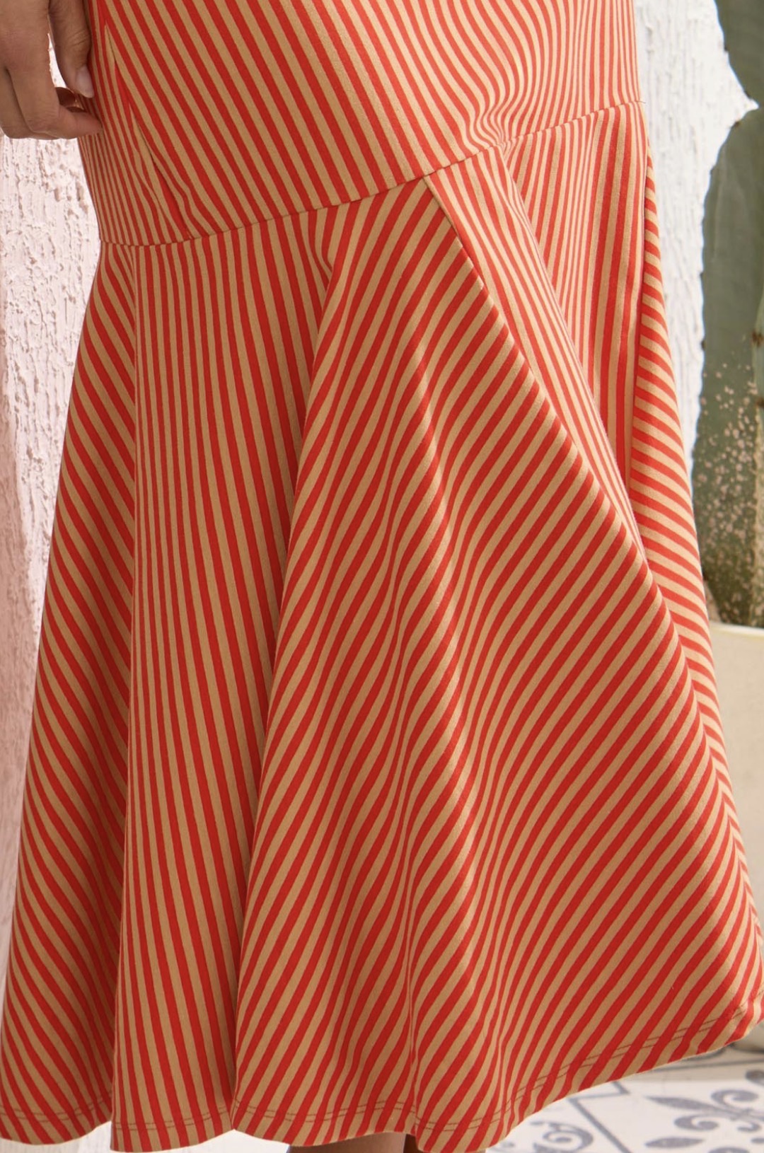 Striped Knit Midi Dress - Riviera Red