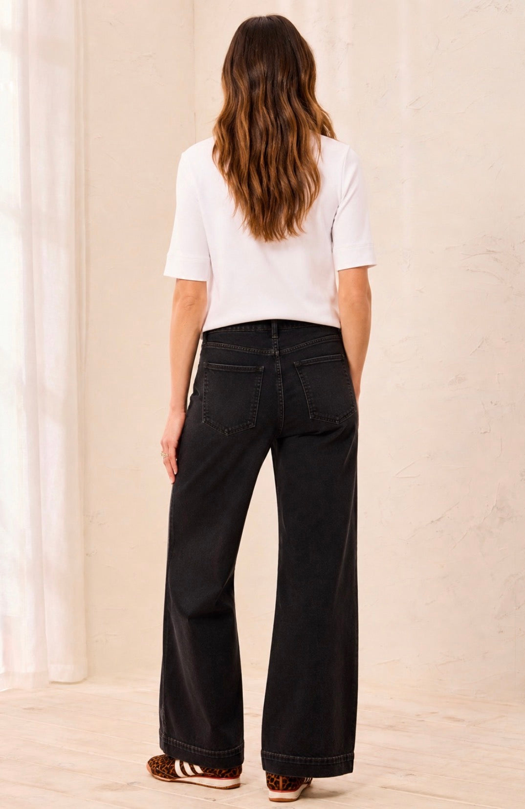 Audrey Button Fly Cropped Denim - Black