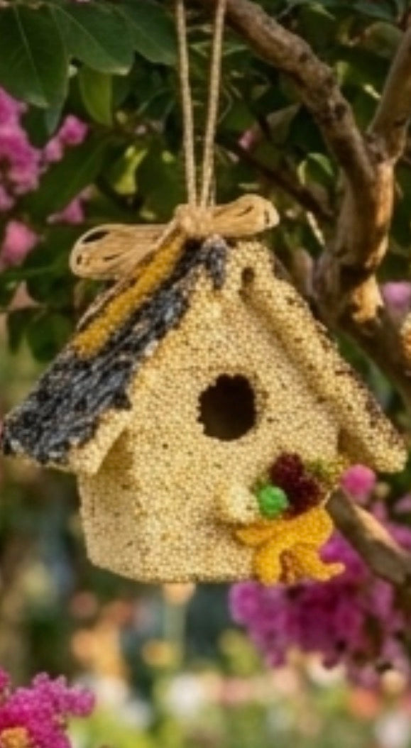 Birdseed House Holiday Ornament - Black Roof