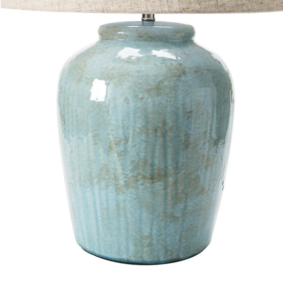 Stoneware Table Lamp with Linen Shade