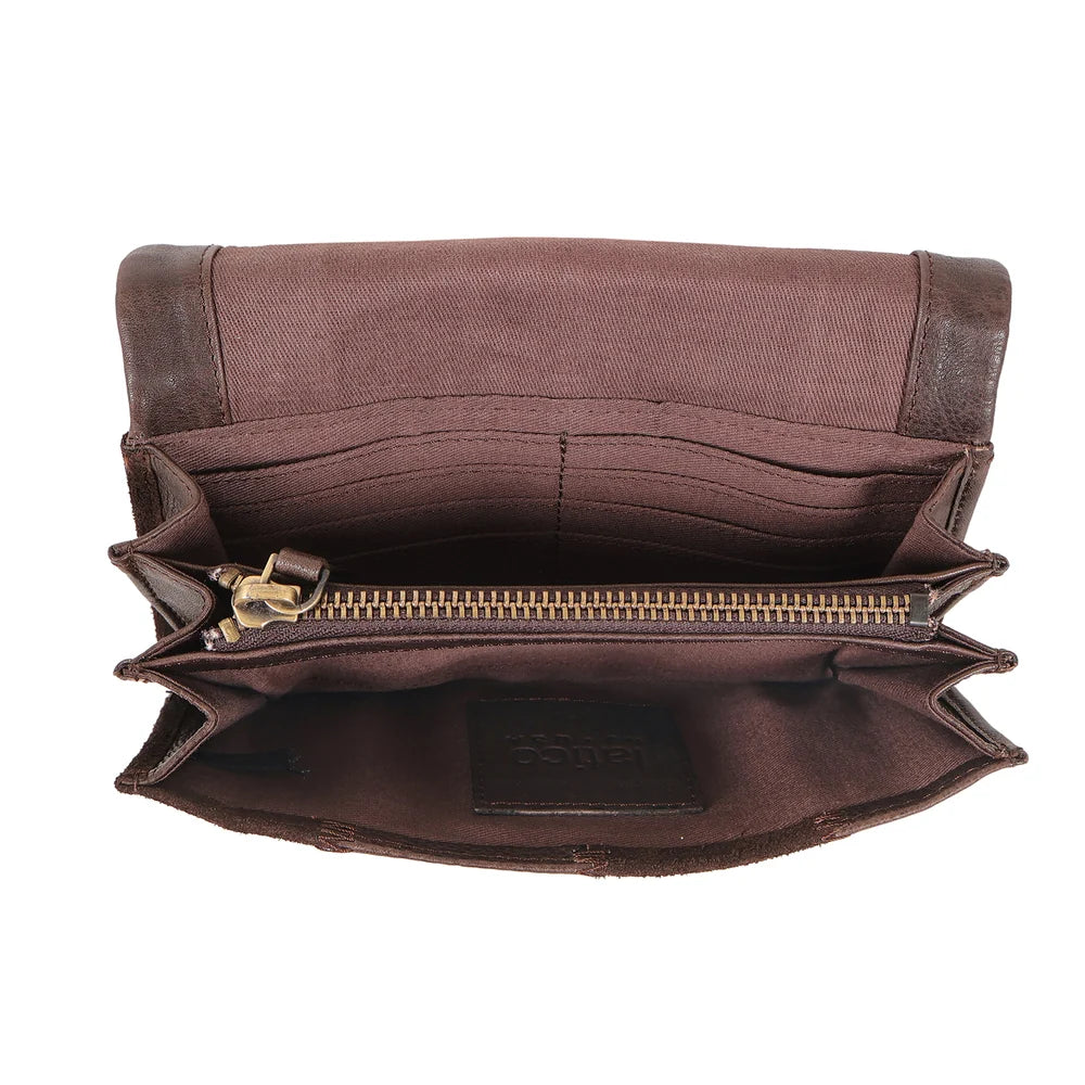 Eloise Suede Wallet - Brown