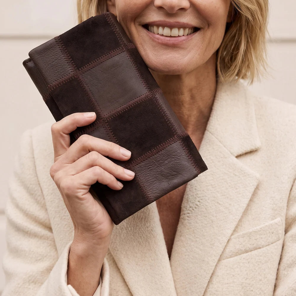 Eloise Suede Wallet - Brown