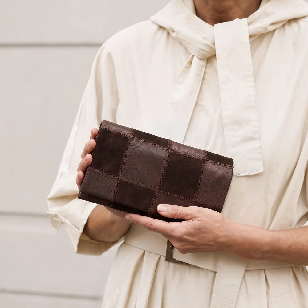 Eloise Suede Wallet - Brown