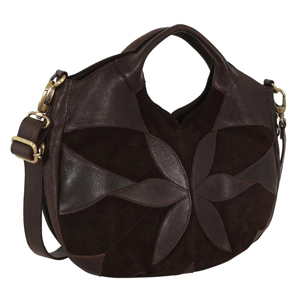 Darby Suede Crossbody Tote Bag - Brown