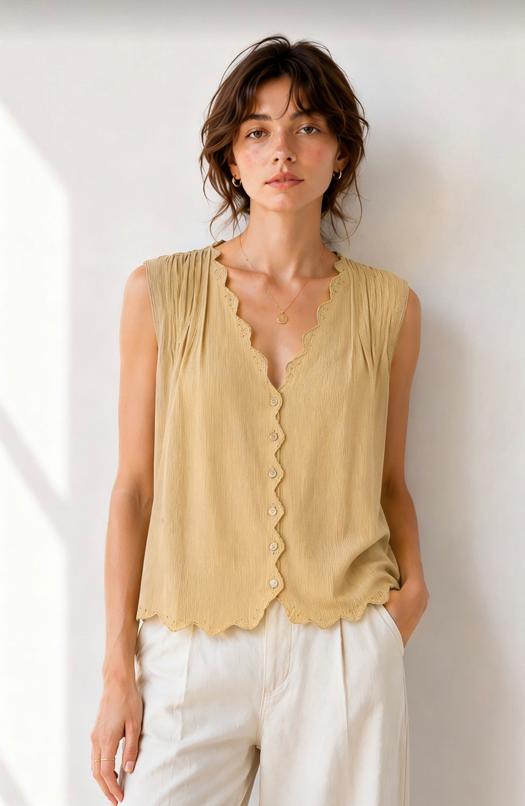 Sleeveless Top - Beige