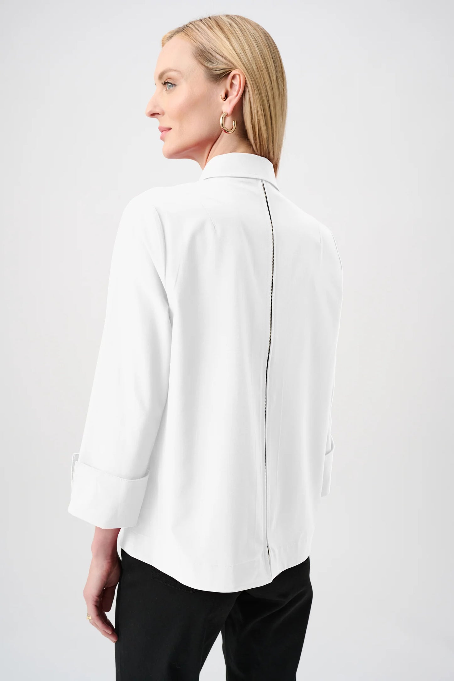 Back Zipper Top - White