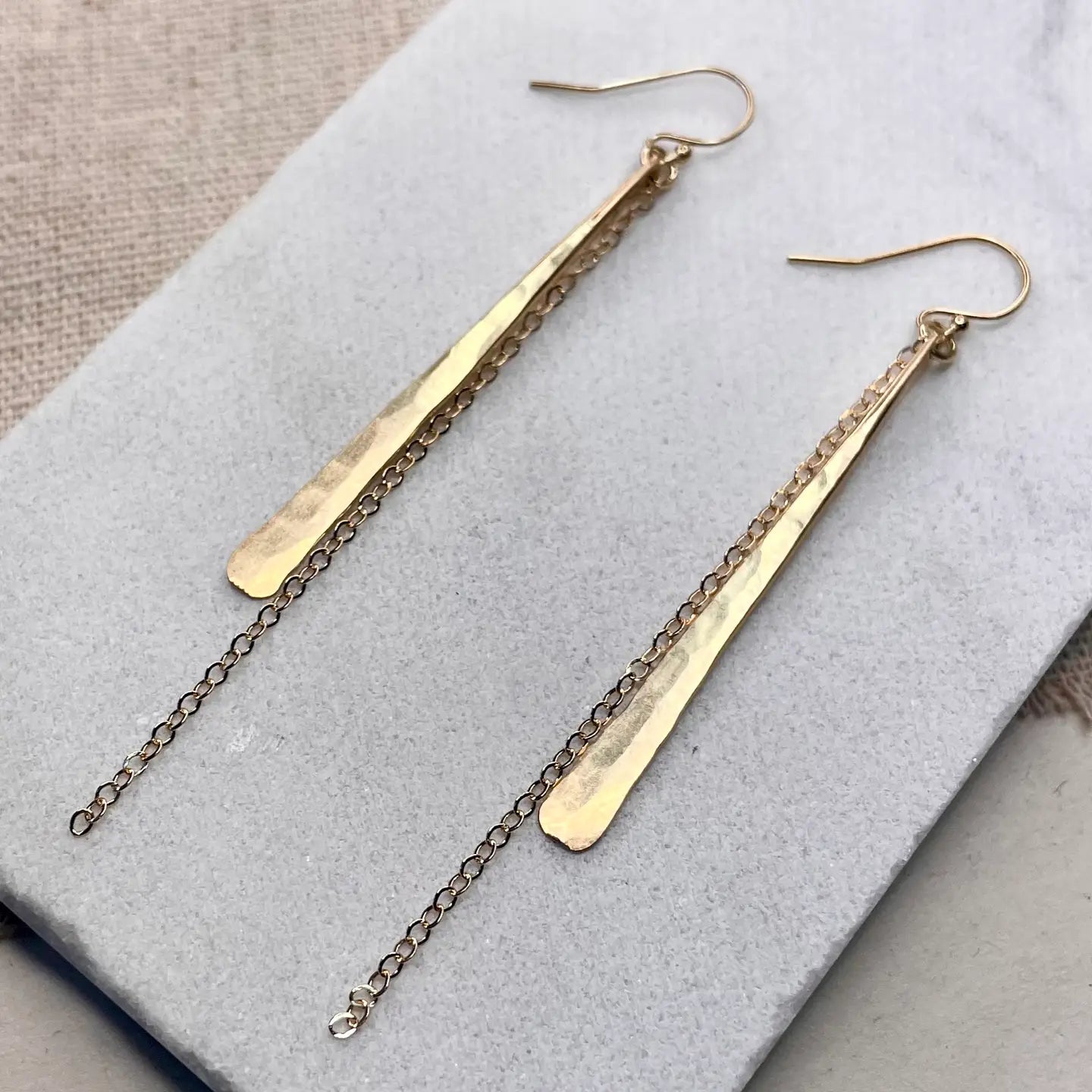 Hammered Stick & Chain Earrings
