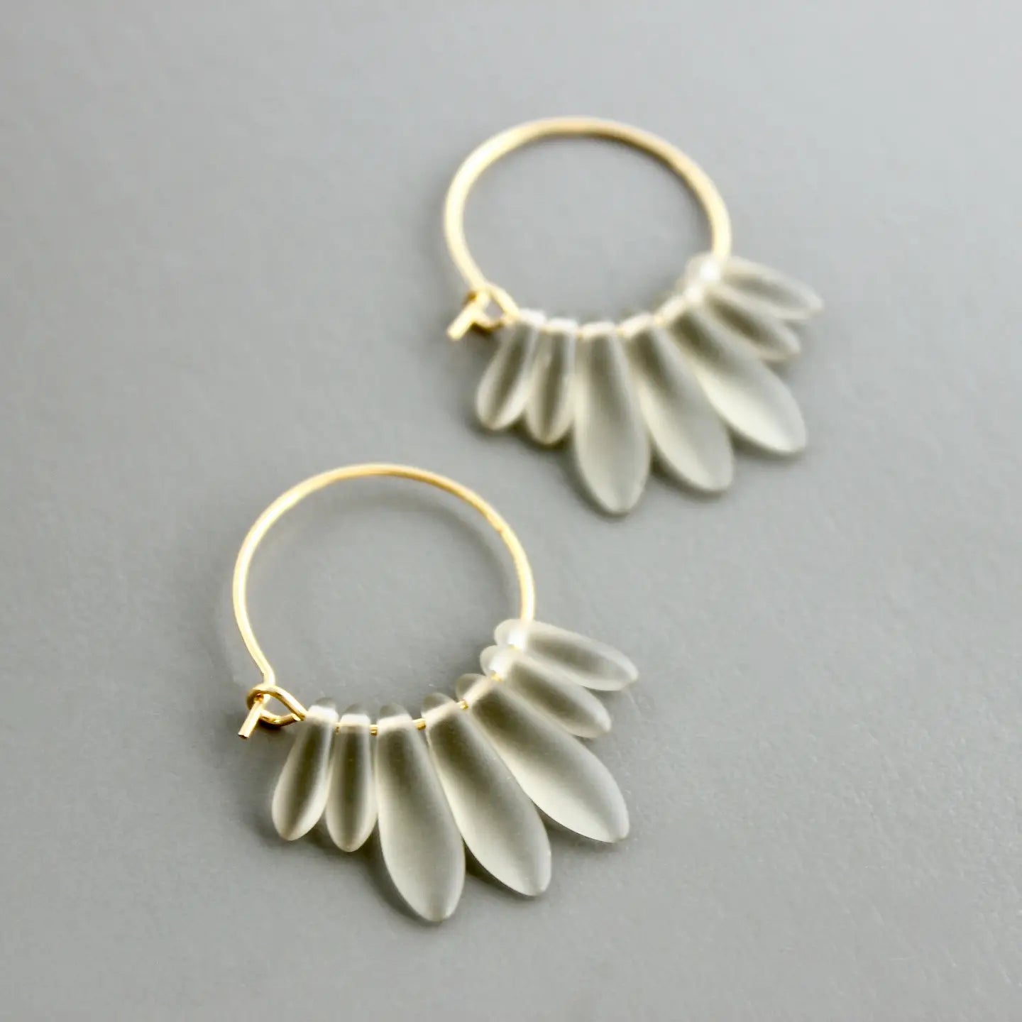 Black Diamond Matte Glass Small Hoop Earrings