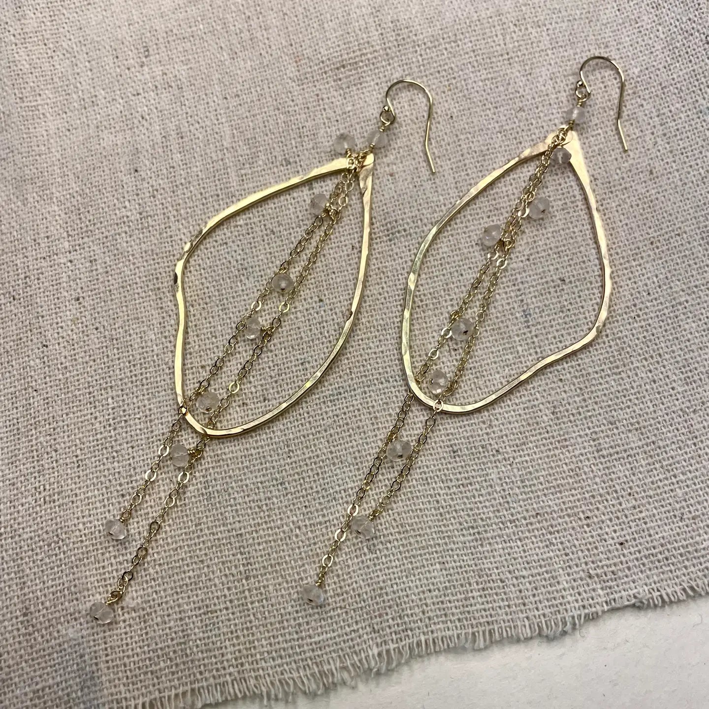 Organic Bead & Chain Earrings