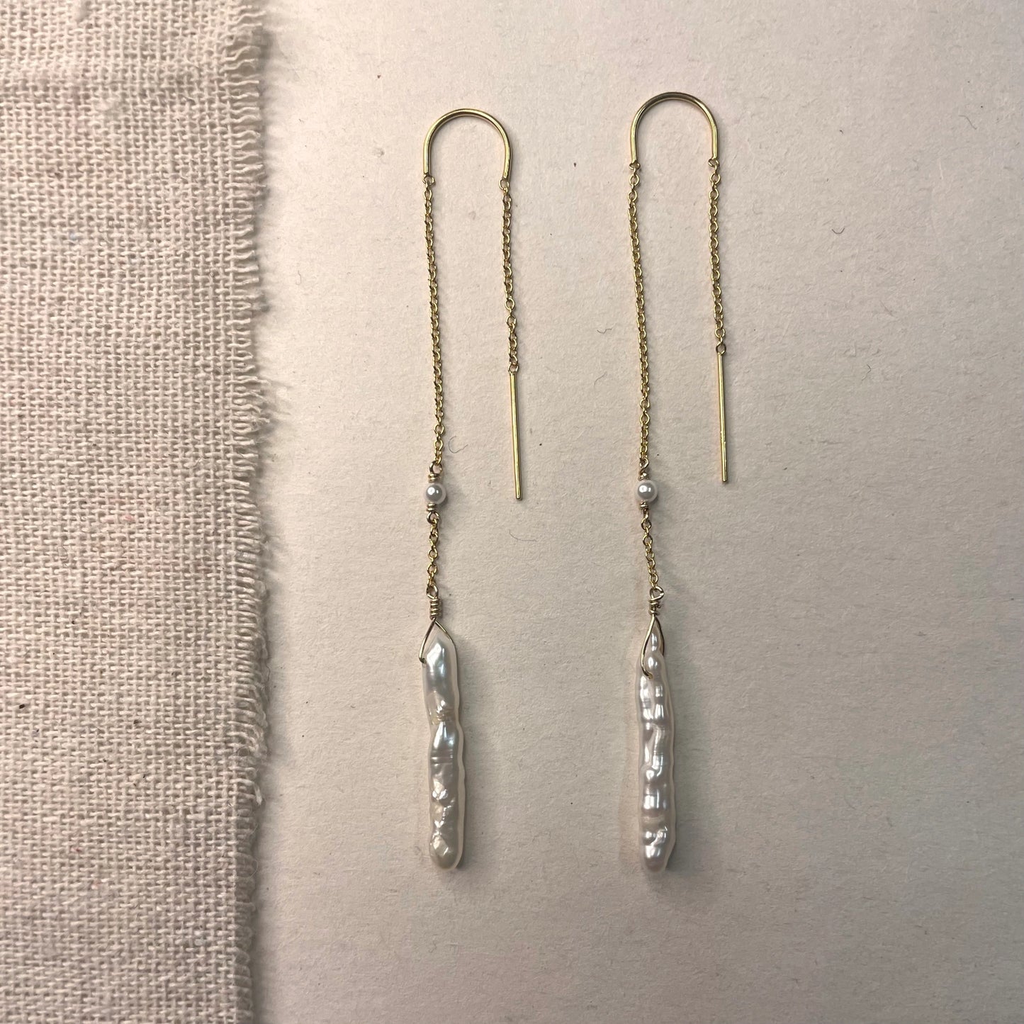 Threader Earrings with Long Pearls