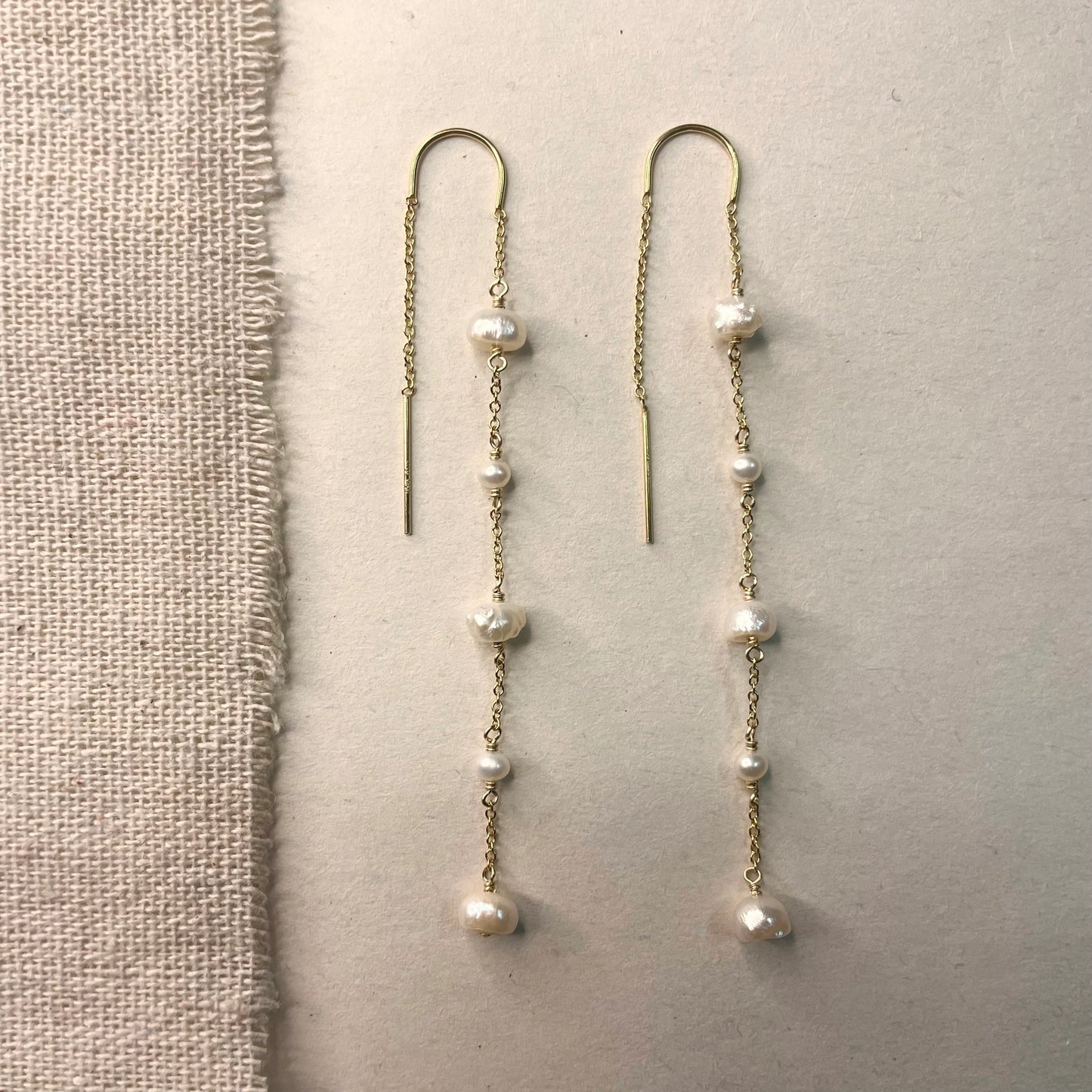 Five Pearl Threader Earrings