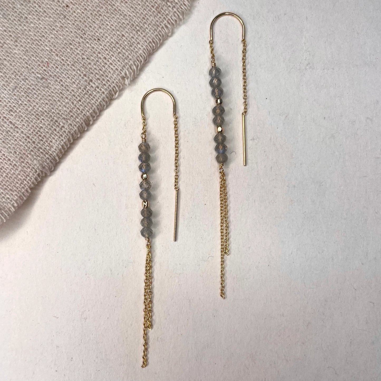Threader Earrings with Labradorite