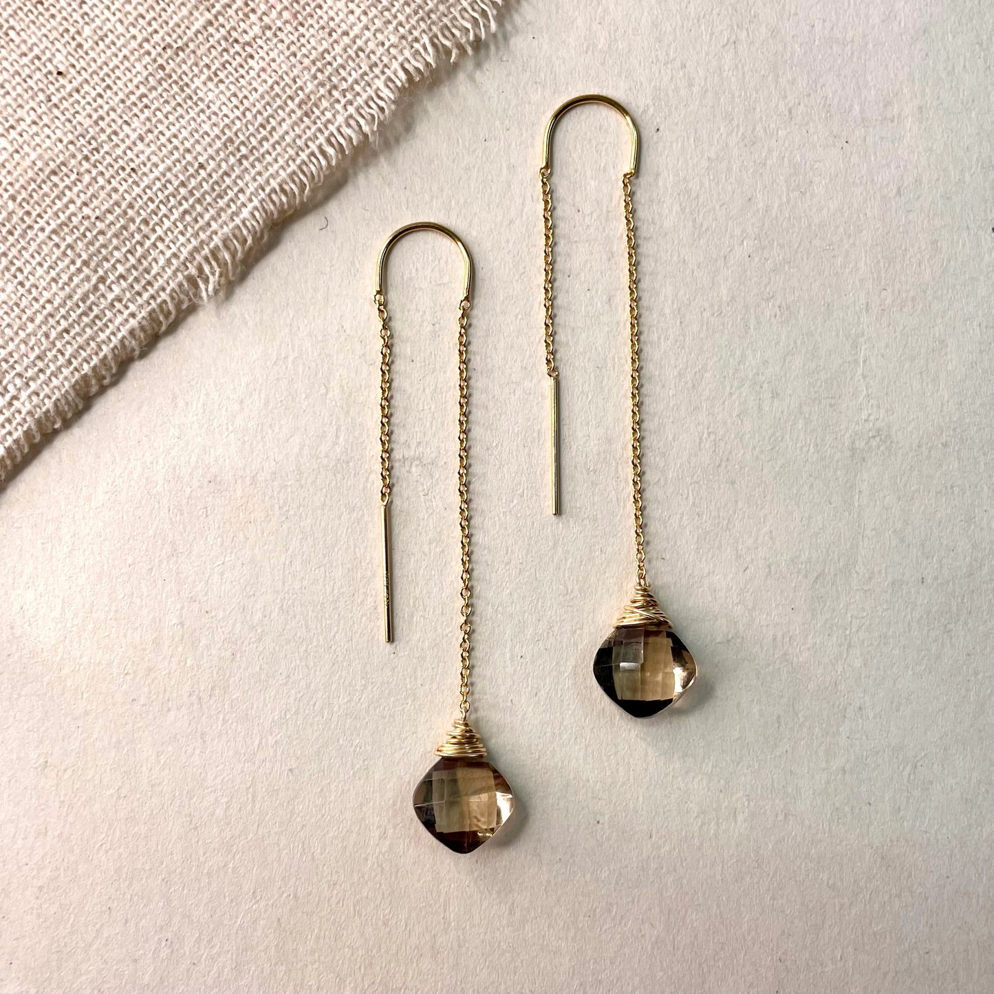 Threader Earrings with Smokey Quartz