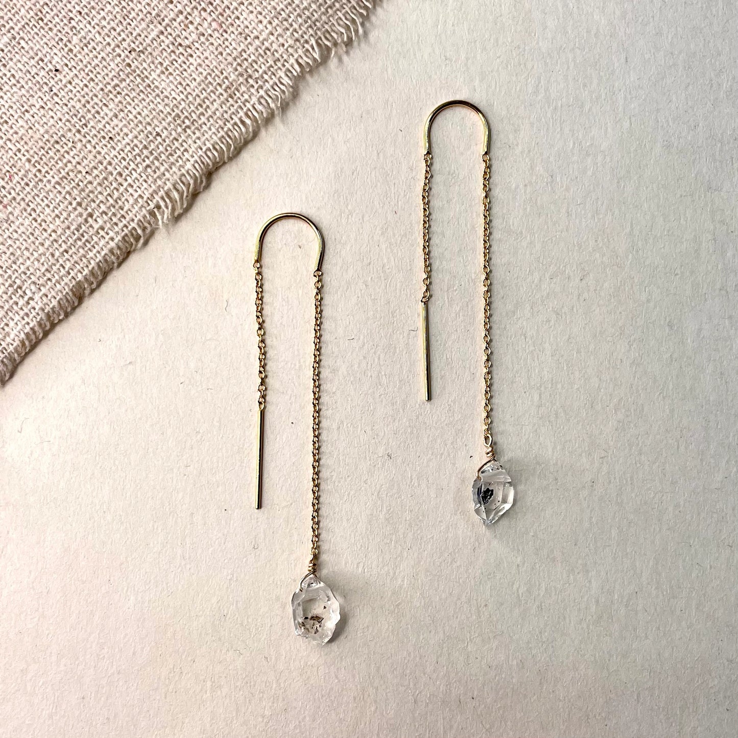 Threader Earrings with Herkimer Diamonds