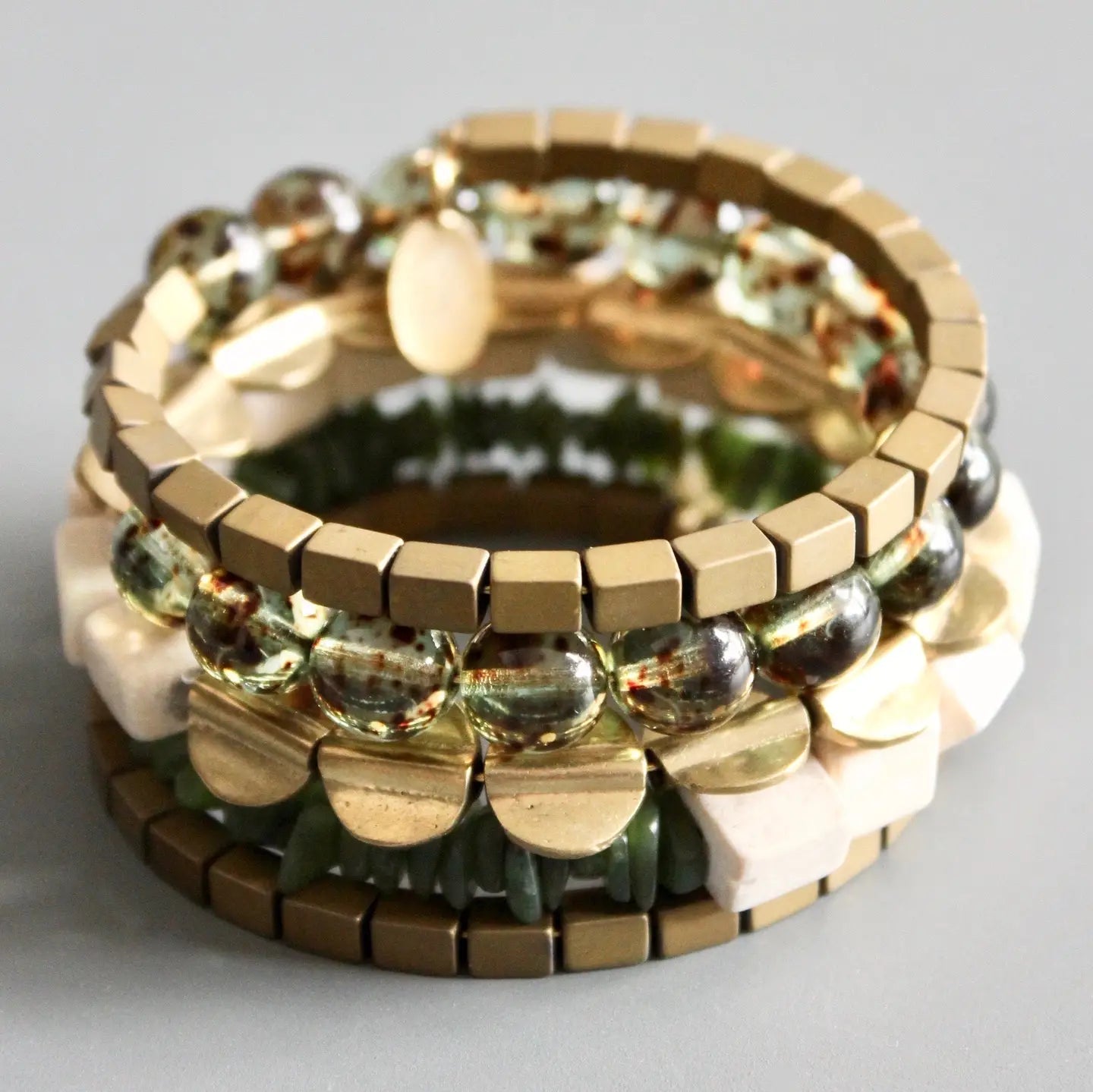 Glass & Gemstone Wrap Bracelet