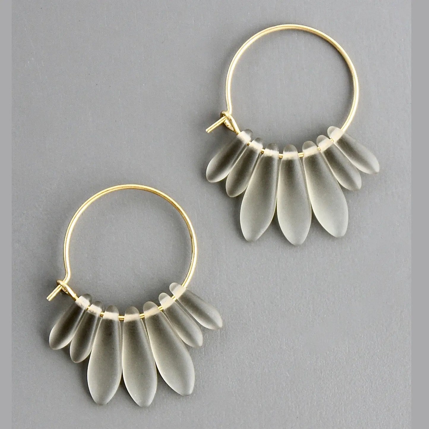 Smokey Glass Hoop Earrings