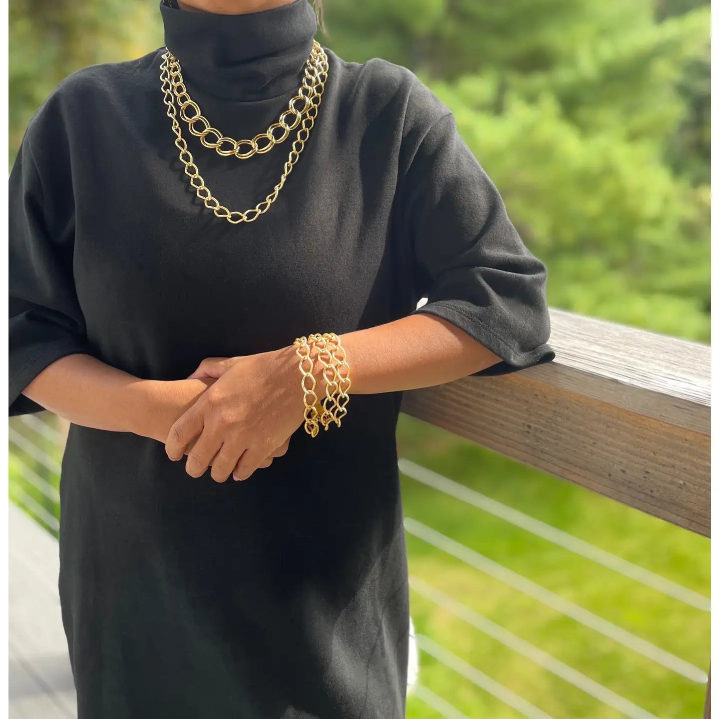 Triple Strand Gold Chain Bracelet