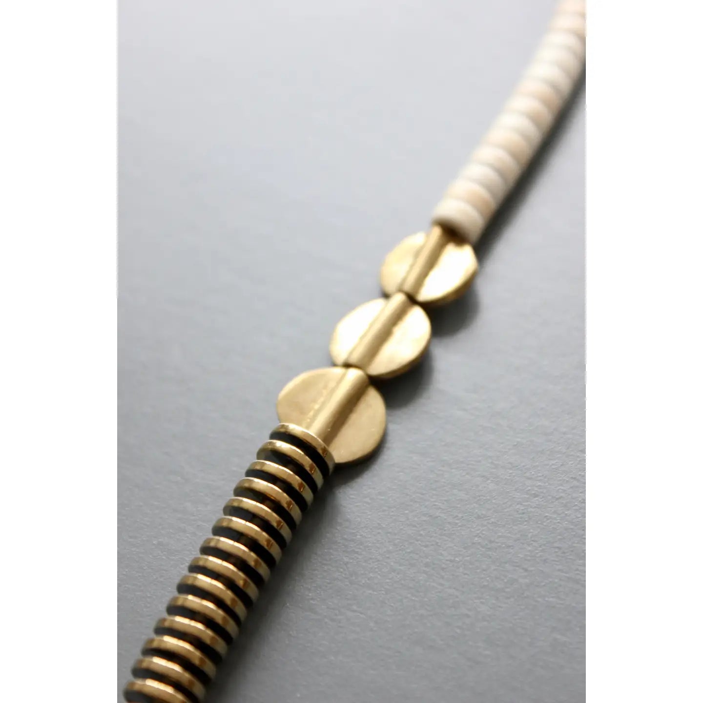 Gold Hematite & White Disk Necklace