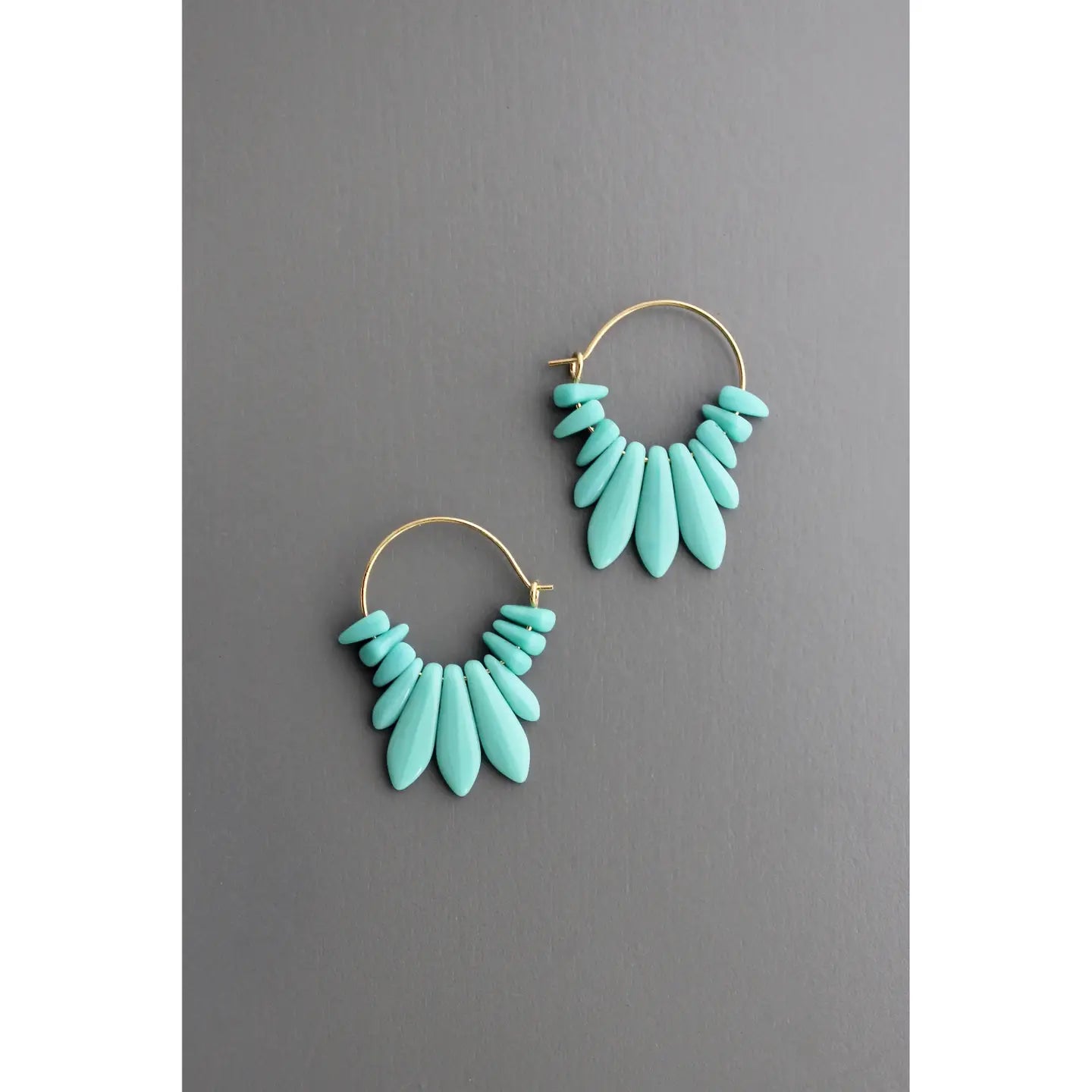 Turquoise Glass Small Hoop Earrings