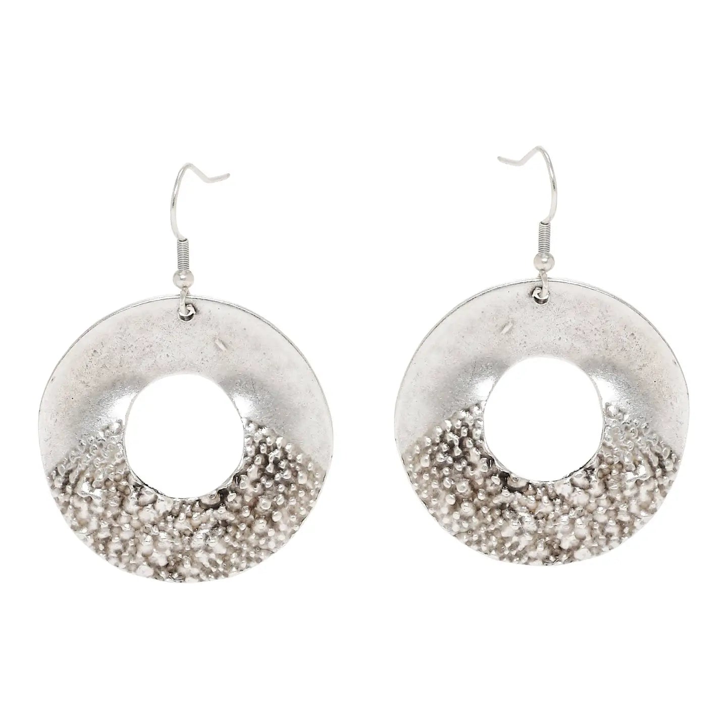 Drop Hoop Earrings with Beaded Design