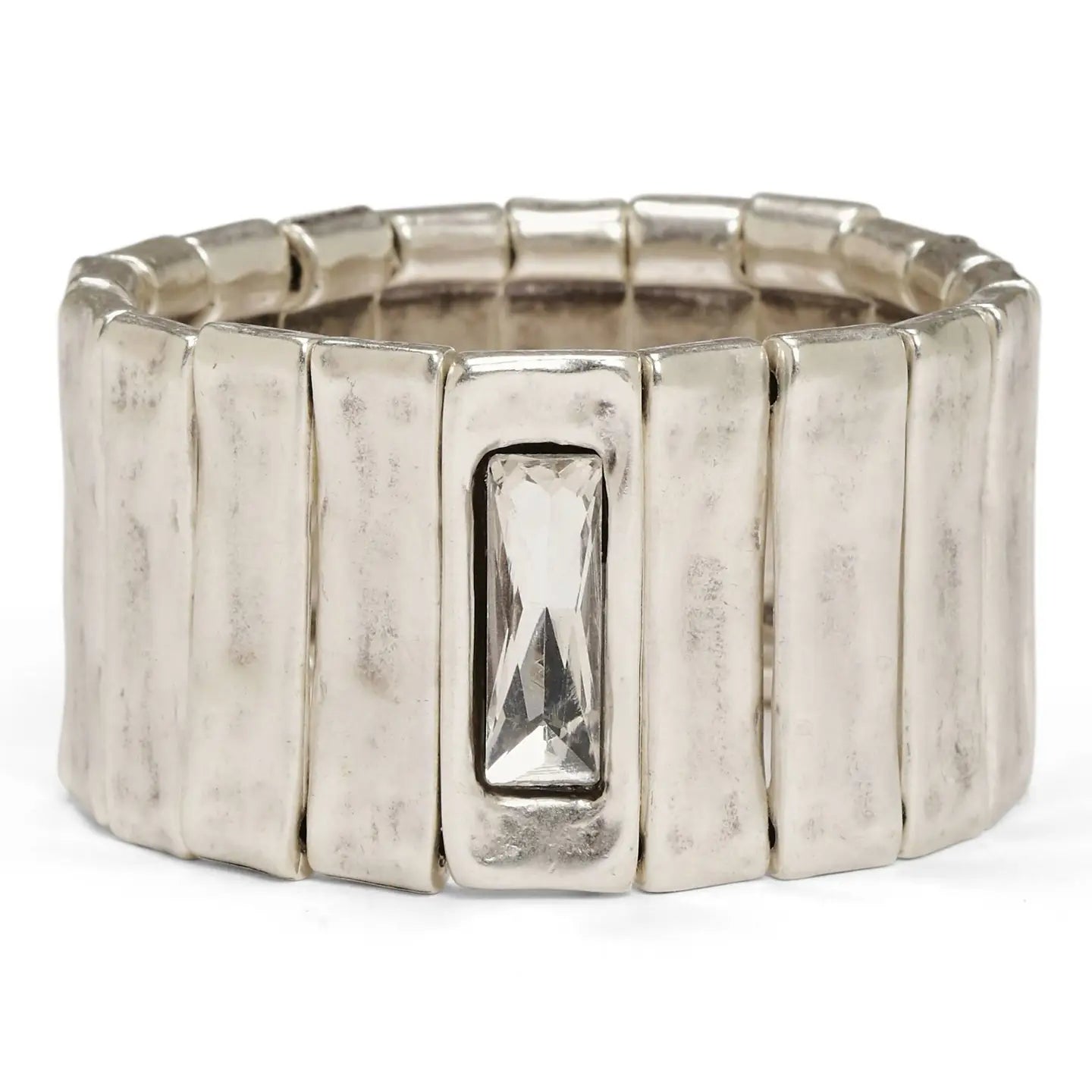 Pewter Cuff Bracelet with Single Crystal