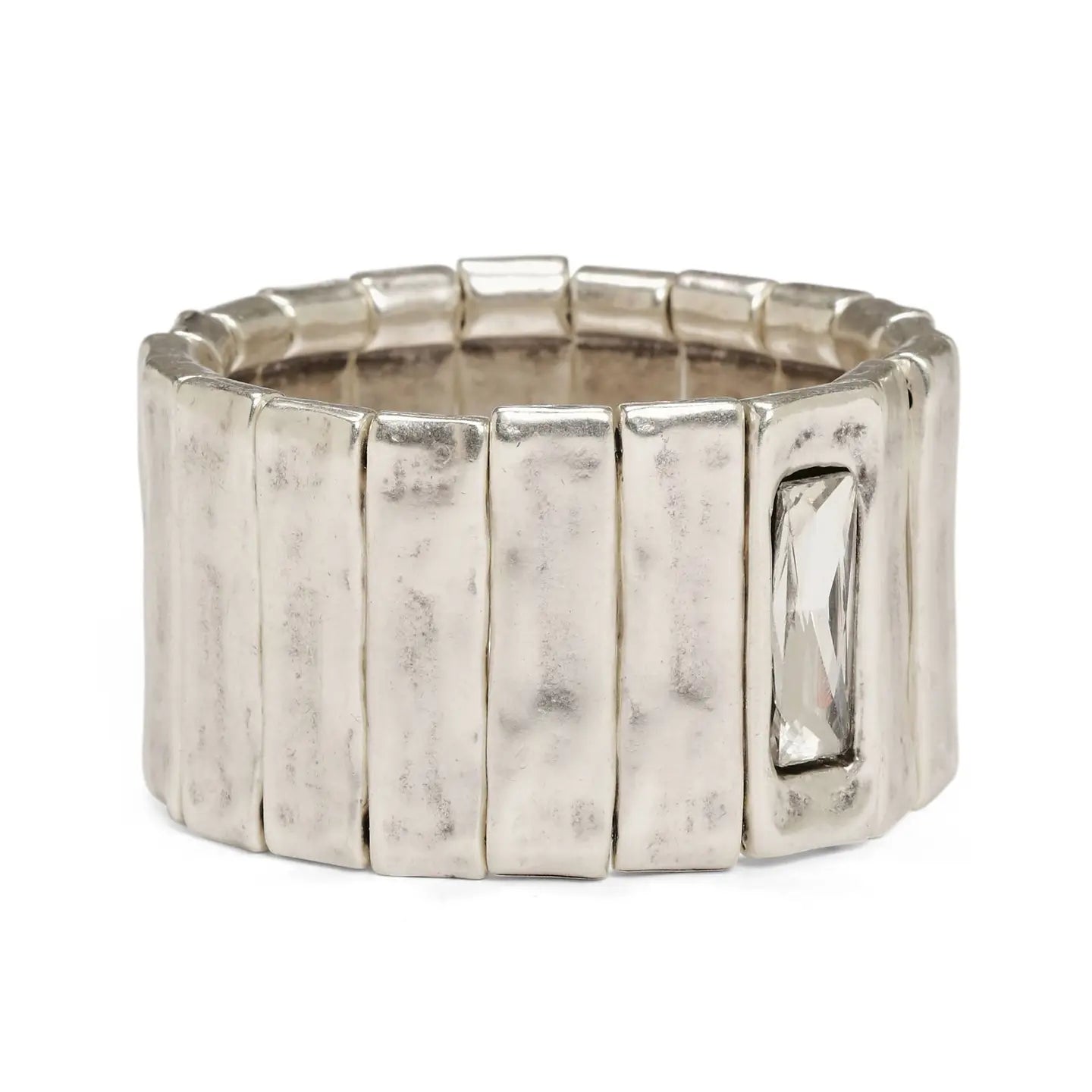 Pewter Cuff Bracelet with Single Crystal