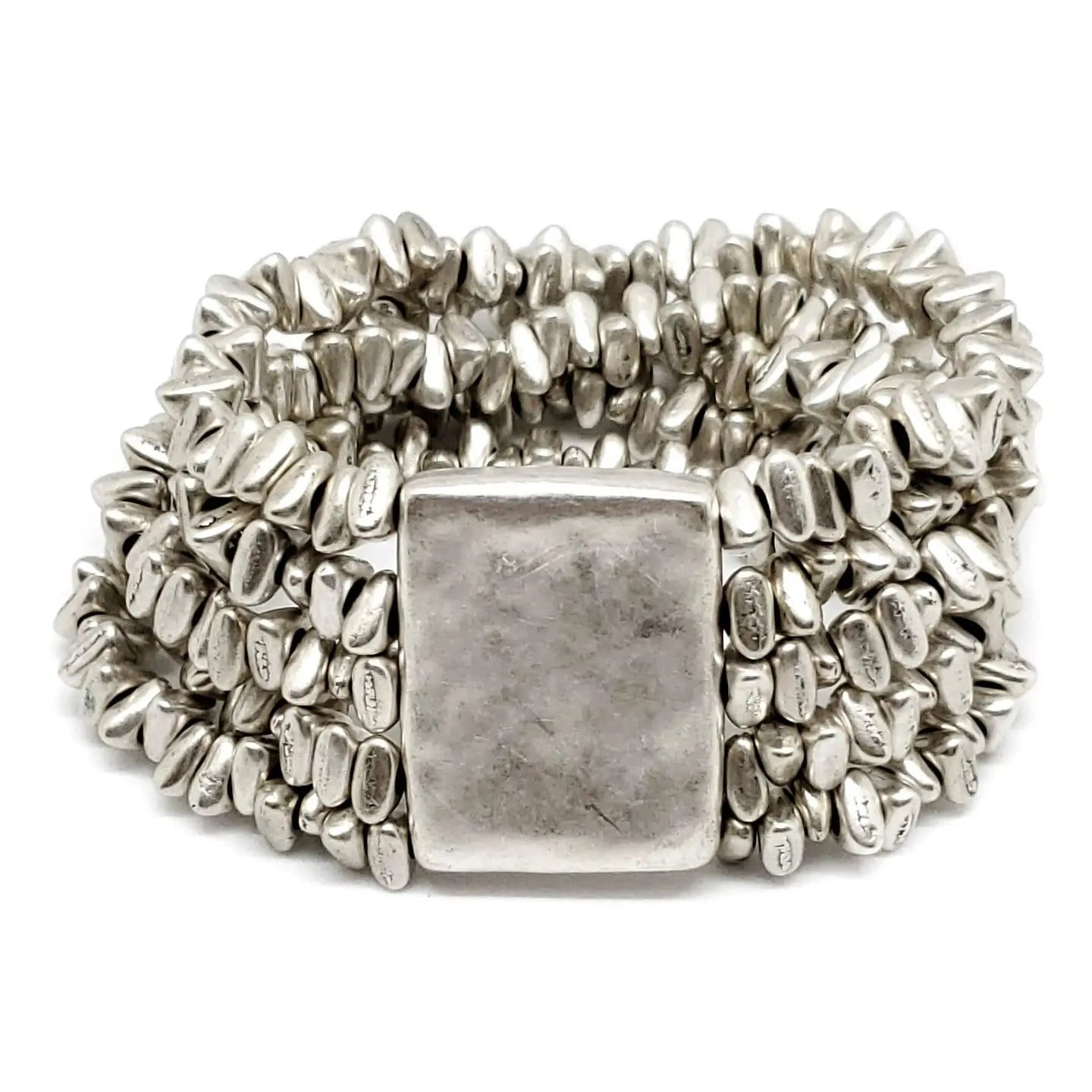 Stretchy Pewter Cuff Bracelet