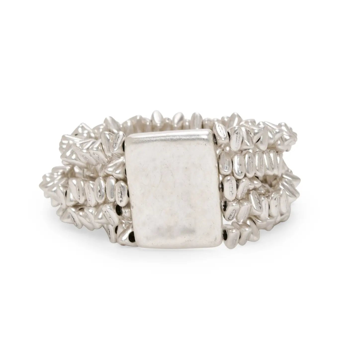 Stretchy Pewter Cuff Bracelet