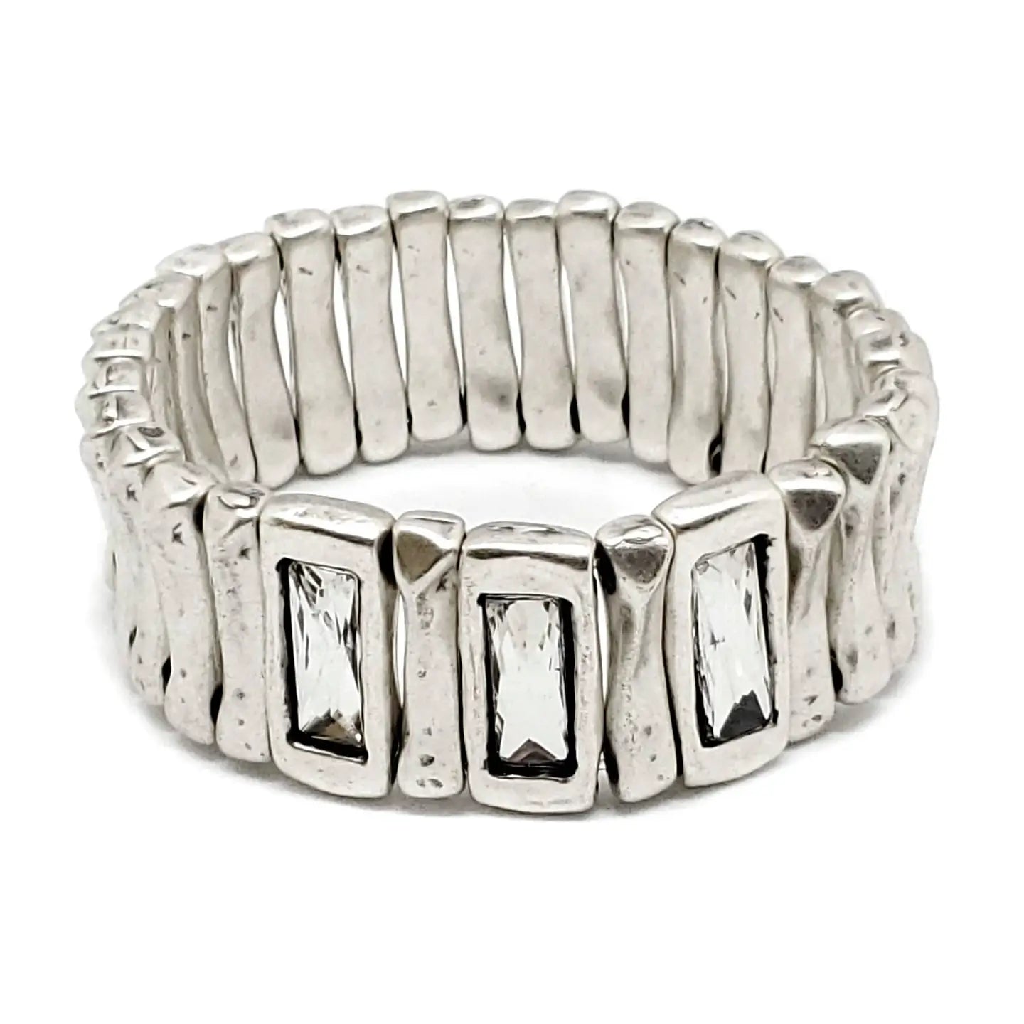 Pewter Cuff Bracelet with Crystals