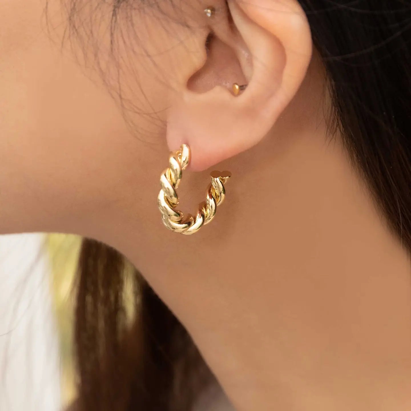 Gold Twisted Hoop Earrings