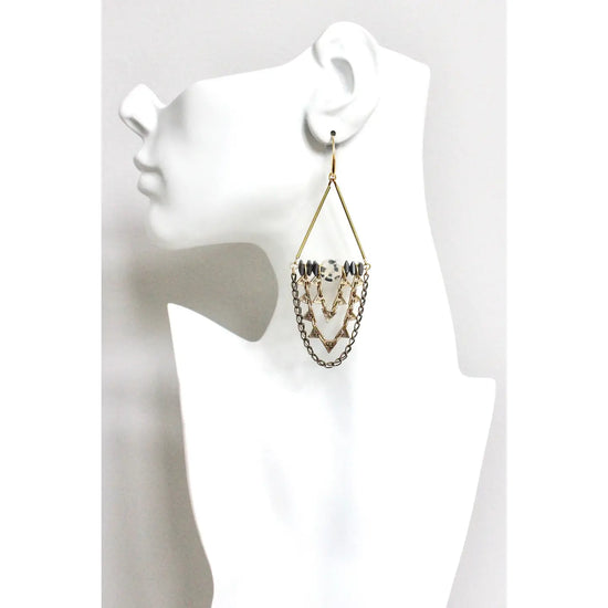 Dalmatian & Hematite Shoulder Duster Earrings