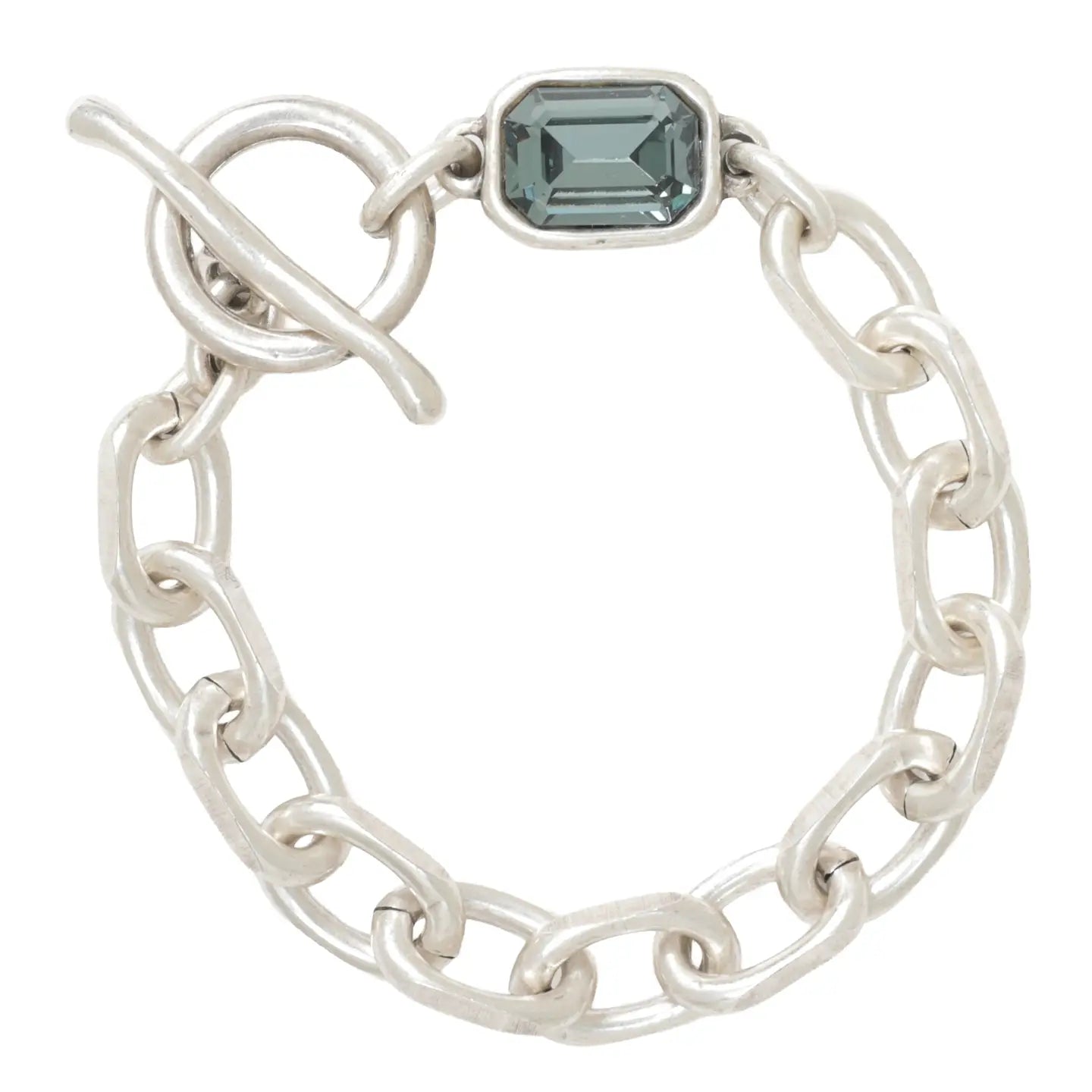 Pewter Chain Bracelet with Crystal