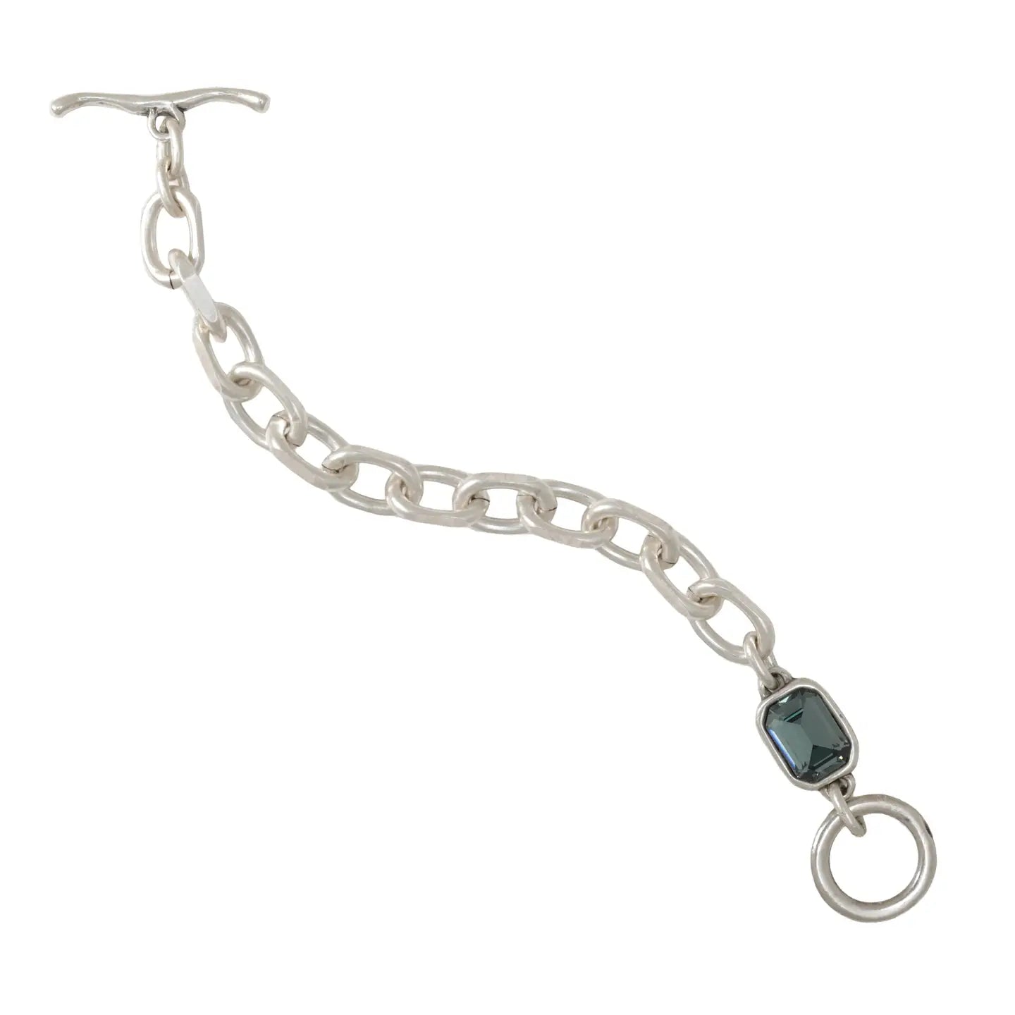 Pewter Chain Bracelet with Crystal