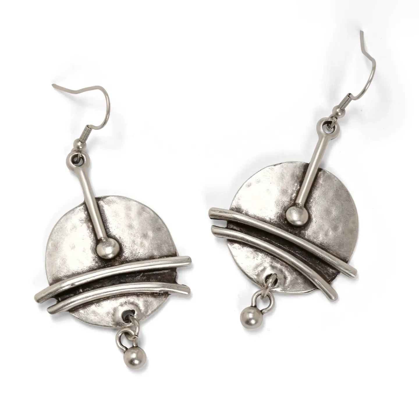 Drop Disk Earrings with Design
