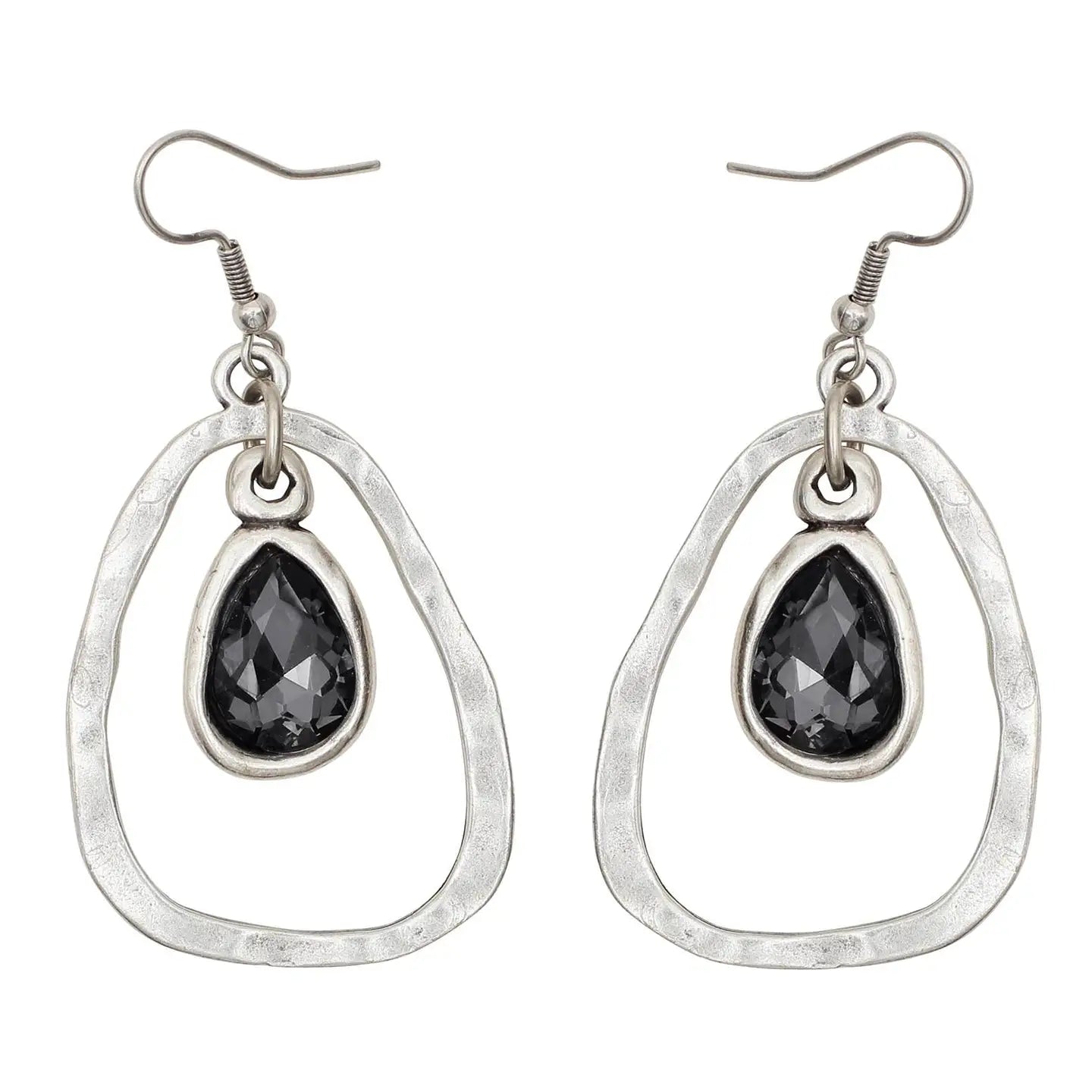 Free Form Hoop Earrings with Crystal